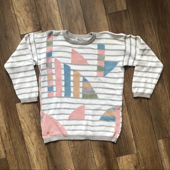 Tric-Trac Sweaters - 🍧 VTG coton sweater pastel pattern